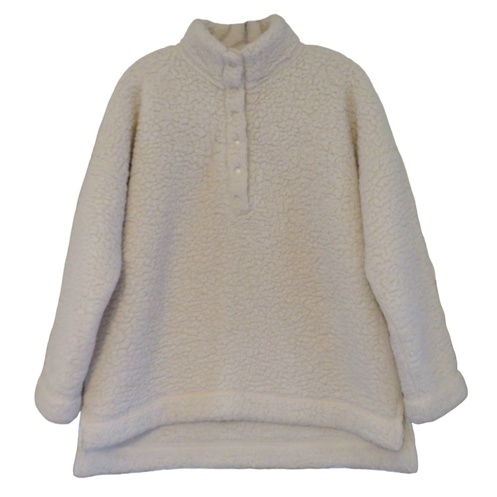 Aerie Cloud Sherpa Oversized Pullover Large Cream Teddy